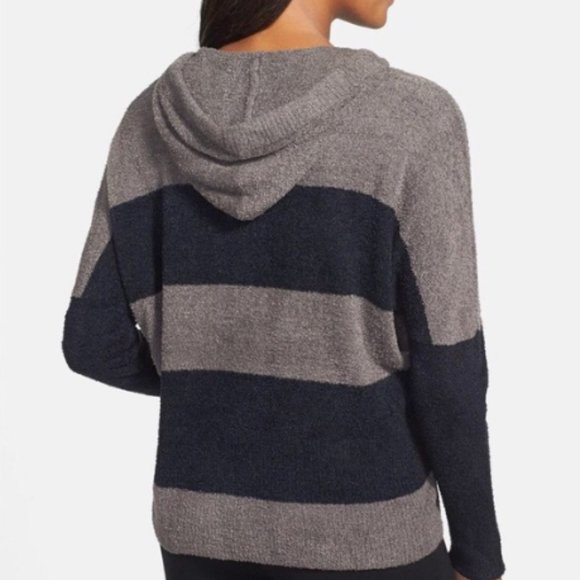 Barefoot Dreams 'Bamboo Chic Lite' Hoodie in MIDNIGHT / COCOA (S/M) - Picture 3 of 5